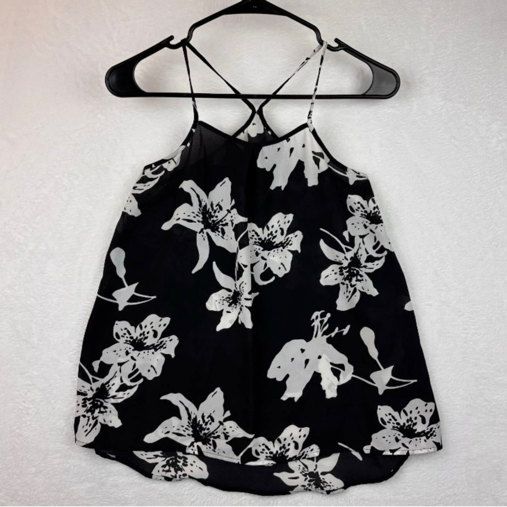 Black and White Floral Tank Top